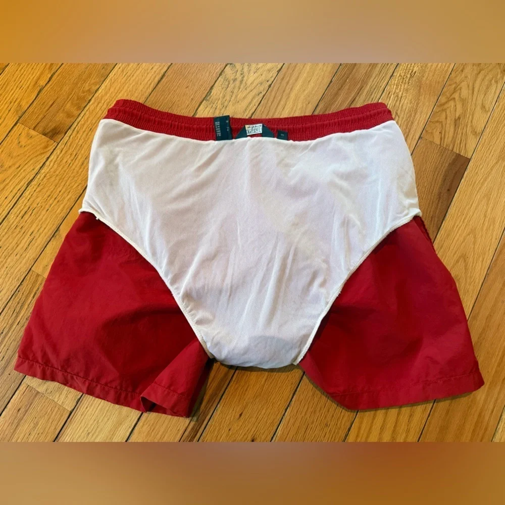 VTG Polo Ralph Lauren Red Swim Trunks Lined Lifeguard Shorts Men’s Size L